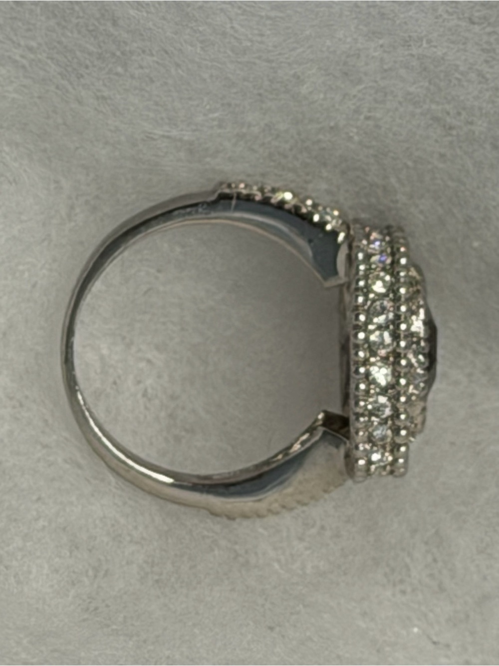 Amethyst Color Faceted Crystal w/Halo Cocktail Ring in Silver Setting, 8, NWOT - Picture 3 of 3
